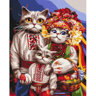 Twoje Hobby Malowanie po numerach - Rodzina kot�w huculskich 40x50cm