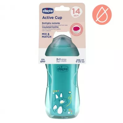 Chicco Kubek niekapek termiczny 266ml turkusowy 14m+