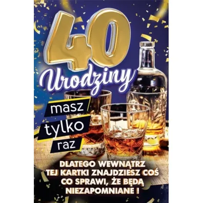 Yeku Karnet Urodziny z nak�adk� na butelk� 40