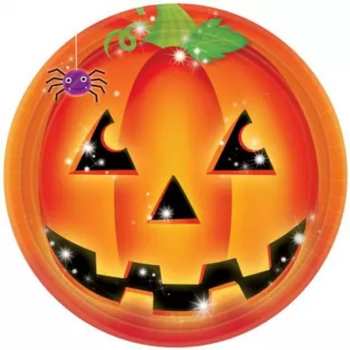 Amscan Talerzyki papierowe Dynia Halloween 23cm 8 szt.