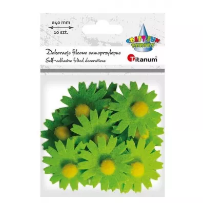 Titanum Filcowe dekoracje 3D kwiaty zielone 10 szt.