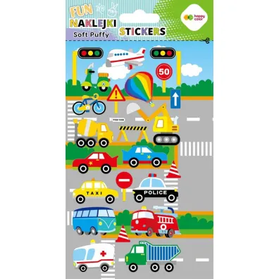 Happy Color Naklejki 3D SOFT PUFFY FUN - Street Cars, 110X205 mm