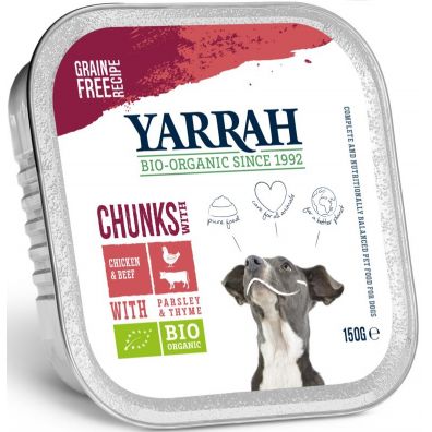 Yarrah Kawałki kurczaka z wołowiną dla psa 150 g Bio