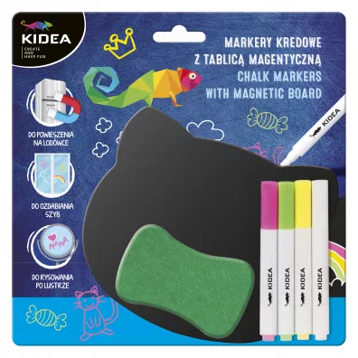 Derform Zestaw markery kredowe z tablic� magnetyczn� 4 szt.