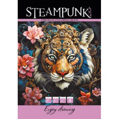 Kolorowanka A4 8 obrazk�w Steampunk Tygrys