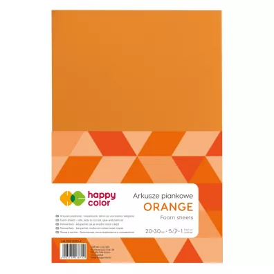 Happy Color Arkusze piankowe, pomara�czowe, A4, 5 arkuszy 5 szt.