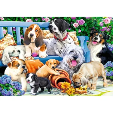 Puzzle 1000 el. Psy w ogrodzie Trefl