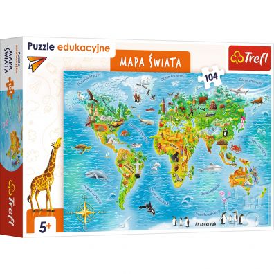Puzzle edukacyjne 104 el. Mapa wiata dla dzieci Trefl