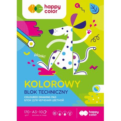Happy Color Blok techniczny A3 kolorowy 170 g 10 kartek