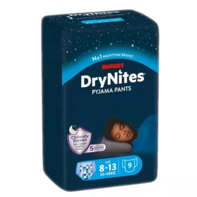 Huggies Pieluchomajtki na noc 8-13 lat DRYNITES Boy (30-48 kg) 9 szt.