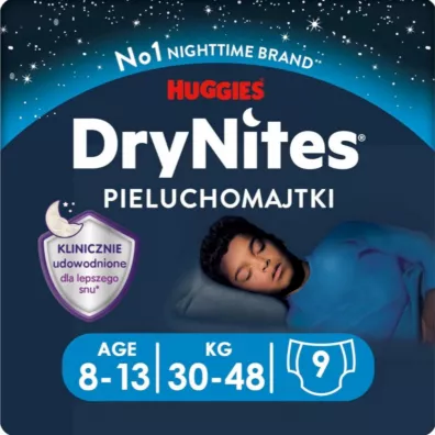 Huggies Pieluchomajtki na noc 8-13 lat DRYNITES Boy (30-48 kg) 9 szt.