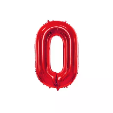 PartyDeco Balon foliowy 0 czerwony 86cm