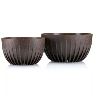 HowHomely Zestaw doniczek Stripped Eco coffee espresso