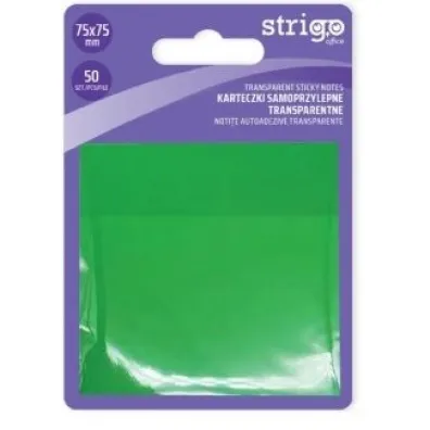 Strigo, Karteczki samoprzylepne transparentne - zielone, 50 kartek