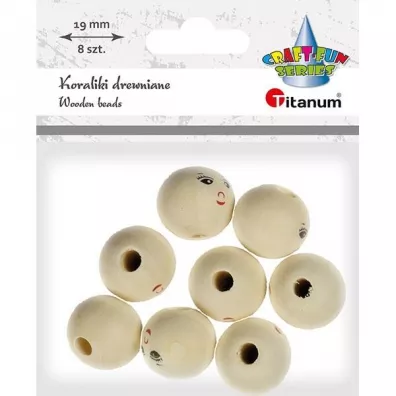 Titanum Koraliki drewniane okrge z twarz 8 szt.