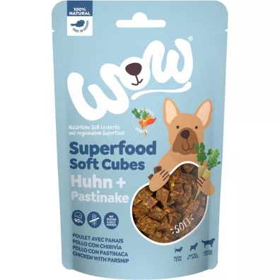 Wow Superfood Soft Cubes Huhn - kurczak z pasternakiem mikkie przysmaki dla psa 150 g