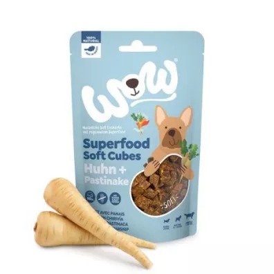 Wow Superfood Soft Cubes Huhn - kurczak z pasternakiem mikkie przysmaki dla psa 150 g