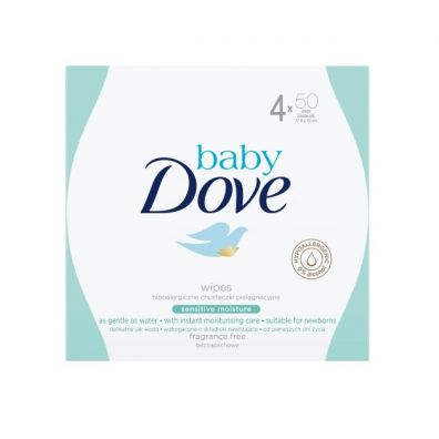 Dove Baby Sensitive Moisture Wipes nawilżane chusteczki oczyszczające 4 x 50 szt.