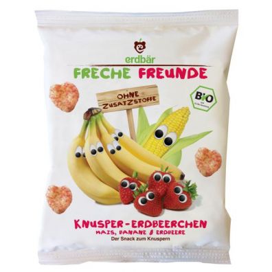 Erdbar Chrupki kukurydziane dla dzieci banan truskawka 25 g Bio