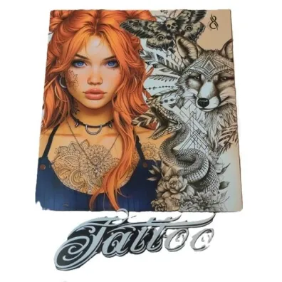 Kolorowanka A4 pionowa 8 obrazk�w Tattoo pomara�cz