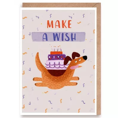 Cardie Kartka urodzinowa Pies Make a wish