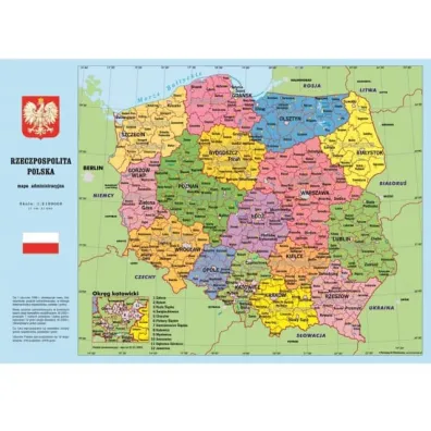 Kreska Szkolny podk�ad na biurko. Administracyjna mapa Polski