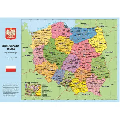 Kreska Szkolny podk�ad na biurko. Administracyjna mapa Polski