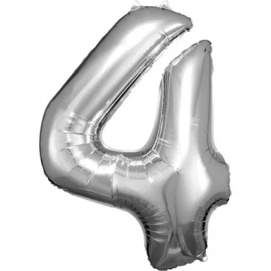 Amscan Balon foliowy cyfra 4 srebrna 65x86cm