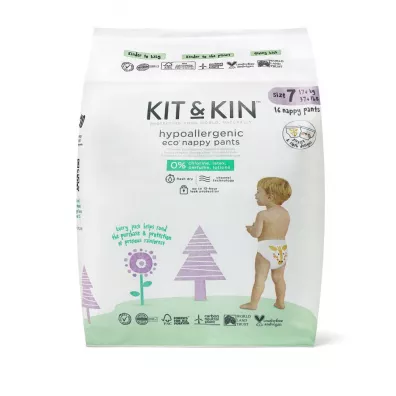 Kit and Kin Pieluchomajtki Nappy Pants 7 XXL (17 kg+), Giraffe/Sloth 16 szt.