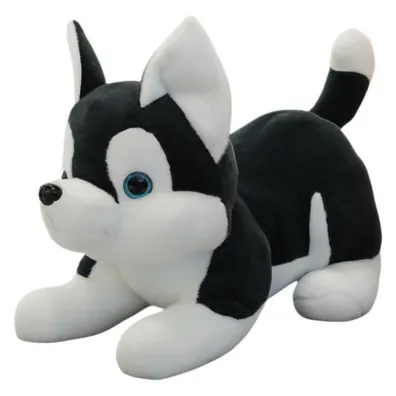 Maskotka przytulanka Husky czarno bia�y 30cm LeanToys