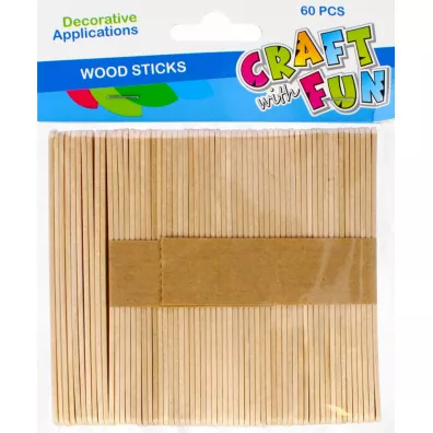 Craft with Fun Patyczki drewniane dekoracyjne paskie naturalne 481021