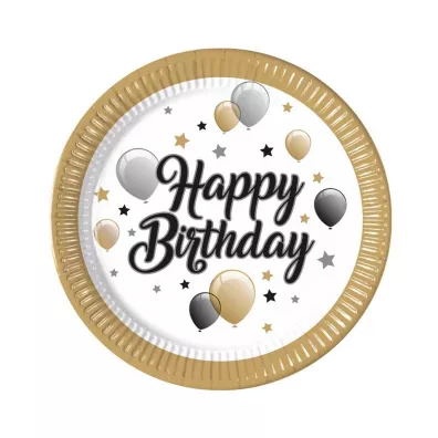 Procos Talerzyki papierowe Happy Birthday 23cm 8 szt.