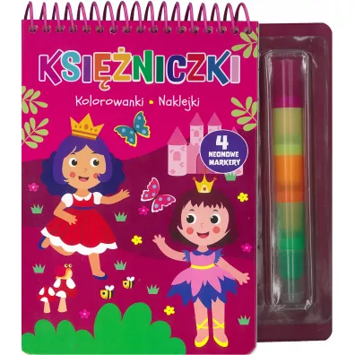 Ksi�niczki. Kolorowanki, naklejki, 4 neonowe markery