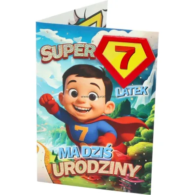 Yeku Karnet Urodziny 7 ch�opiec - Superbohater