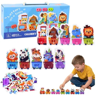 Puzzle edukacyjne alfabet poci�g ze zwierz�tkami LeanToys