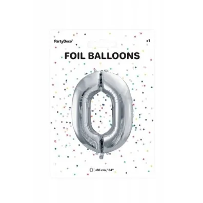 PartyDeco Balon foliowy 0 srebrny 86 cm