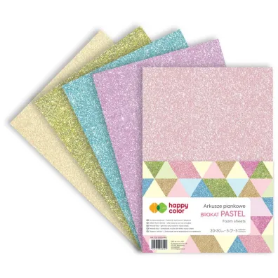 Happy Color Arkusze piankowe brokatowe PASTEL A4 5 szt.