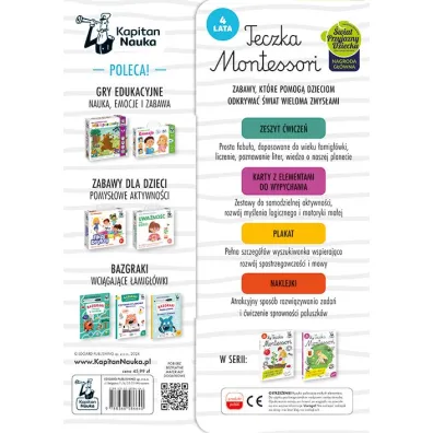 Teczka Montessori. 4 lata. Kapitan Nauka. Montessori