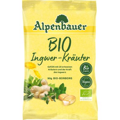 Alpenbauer Cukierki z nadzieniem o smaku imbirowo-ziołowym vegan 90 g Bio