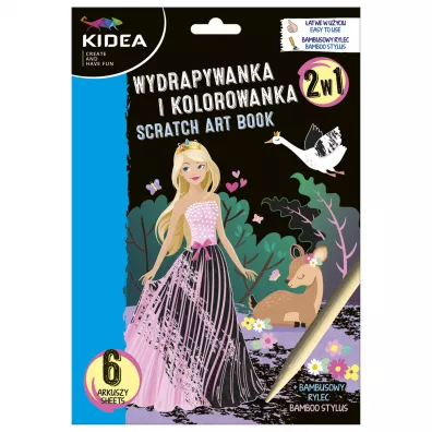 Kidea Wydrapywanka i kolorowanka 2w1 Ksiniczki