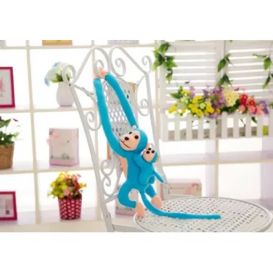 Maskotka ma�pka z dzieckiem niebieska 90cm LeanToys