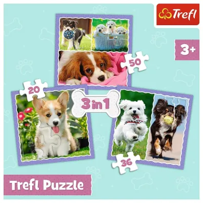Puzzle 3w1 (20+36+50 el.) Urocze pieski Trefl