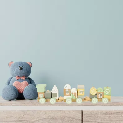 Lulilo Poci�g kolejka drewniana pastelowy