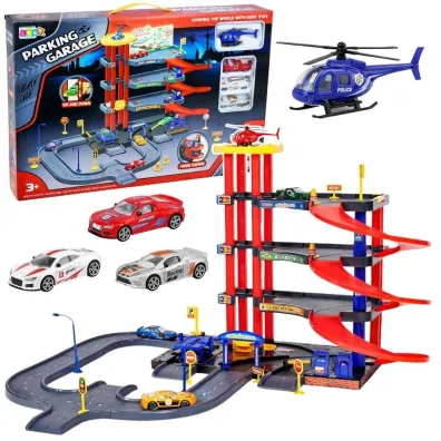 Parking 4 poziomy z wind� autkami i helikopterem LeanToys
