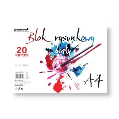 Penword Blok rysunkowy A4 bia�y 80g 20 kartek