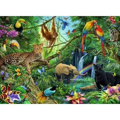 Puzzle 200 el. XXL Zwierz�ta w d�ungli Ravensburger