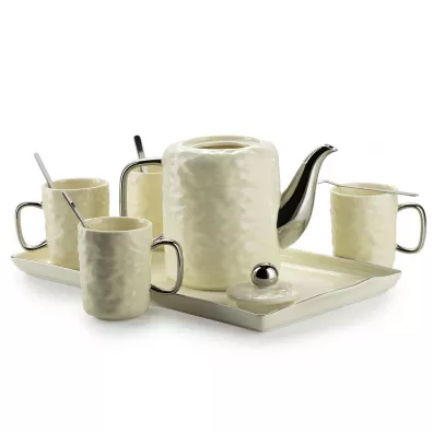 HowHomely Serwis kawowy Selena Silver Cream