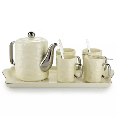 HowHomely Serwis kawowy Selena Silver Cream