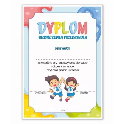 LearnHow Dyplom A4 uko�czenia przedszkola - niebieski (10sz