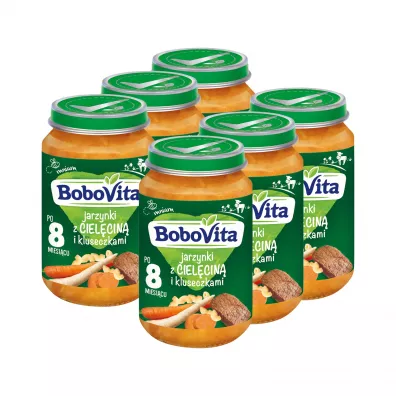 BoboVita Jarzynki z cielcin i kluseczkami po 8 miesicu Zestaw 6 x 190 g